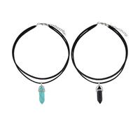 MAXQUU 2 Pieces Women's Double Layer Necklace, Stylish Pendant Necklace, Adjustable Black Collar, Retro Classic Jewelry.