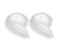 MAXQUU 2 Strips of White Fur Fabric, Faux Fur Fabric, White Faux Plush Fabric, Decorative Fabric Silk, Fluffy Craft Fur, Fur Fabric, Gnome Beard, Toy Faux Fabric, DIY Crafts