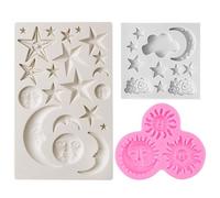 MAXQUU 3 Pieces Of Moon Star Mold, Cake Decoration Mold, Silicone Baking Mold, Dessert Making Tool, Kitchen Supplies.