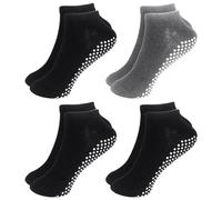 MAXQUU 4 Pairs of Mid-Calf Dotted Socks, Pilates Yoga Socks, Non-slip Socks, Floor Socks, Non-slip Grip Floor Socks, Full-Toe Ankle Non-slip Clip Socks, Suitable for Ballet, Pilates, Hospital, Home