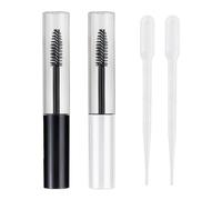 MAXQUU 4 Pcs 10ml Empty Tubes with Mascara Brushes, 2 Pcs Pipette Droppers, Refillable, Clear, Convenient Wand Tubes