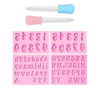MAXQUU 4-Piece Alphanumeric Mold, With 2-Piece Dropper, Durable Silicone Mold, Baking Mold, Candies, And Cookies.