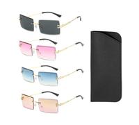 MAXQUU 4 Pieces Square Sunglasses And 1 Piece Glasses Bag, Women'S Retro Sunglasses, Fashion Accessories, Outfit Accessories.