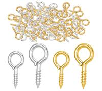 MAXQUU 400 Pcs 8mm, 10mm Eye Screws, Eye Bolts, Mini Hooks, Eye Hooks, Threaded Hooks, Swivel Hooks for Making Jewelry, Handicrafts, DIY Jewelry Accessories (Gold Silver)