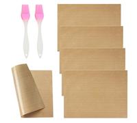 MAXQUU 5 Pieces Rectangular Baking Mat And 2 Pieces Silicone Oil Brush, Heat-Resistant Baking Mat, Kitchen Supplies, Dehydrator Accessories.