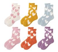 MAXQUU 6 Pairs of Winter Women's Plush Socks, Fluffy Slipper Socks, Comfortable Non-slip Bed Socks, Fluffy Women's Socks (Multi-color)