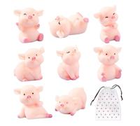 MAXQUU Little Pig Ornaments, Mini Decoration Set, Table Top & Cake Topper, Lucky Pig Gift (Pink)