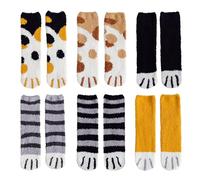 MAXQUU Unisex Warm Socks, 6 Pairs Of Coral Fleece Cat Socks, Warm And Comfortable Bed Socks And Indoor Slipper Socks, Winter Thick Socks, Fluffy Women's Socks, Women's Christmas Socks