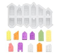 Maxqzin 12-Grid Mini House Silicone Mold,Silicone Molds for Candles Reusable Small Non Stick Gingerbread House Mold for Resin Concrete Clay Candle Home Decoration