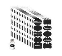 Maxqzin 150 PCS Chalkboard Labels, Chalk Labels Black Label for Jars Removable Assorted Shapes Coffee Syrup 10 Shapes Waterproof Kitchen for Containers for Home Office Kitchen