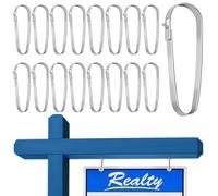 Maxqzin 16 Pcs Real Estate Sign Clips,Real Estate Agent Supplies Metal Clips Sliver Stainless Steel Real Estate Clips Real Estate Sign Posts Clips for Hanging Signs Riders Open House Signs