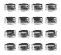 Maxqzin 16Pcs Mini Round Stone Box Black Gemstone Display Case Plastic Containers Holder with Clear Top Lids and Sponge Charm Display