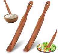 Maxqzin 2 Pcs Skinny Spurtle for Sourdough Starter, Spurtle Spatula Dough Whisk Mixing Reaching Bottom of Jar Natural High Moist Resistance Teak Sourdough Spatula Tools for Baking Cooking