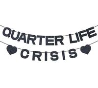 Maxqzin 25th Birthday Decorations for Women, Quarter Life Crisis Birthday Decorations 25th Birth Day Banner 25th Birth Day Party Supplies (Black)