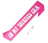 Maxqzin 30th Birthday Age 12+ Sash,30th Birthday Sash for Women Girls Soft Stain Personalized 30 Birthday Sash for Birthday Gift Party Decorations Supplies(Rose Red)