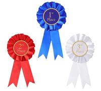 Maxqzin 3PCS Rosette Holder, 1st 2nd 3rd Medal Ribbons Blue Red White Ribbons Quiz Prizes Honorable Rosette Display for Competition Sports Event Contest Ornaments