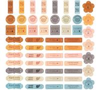Maxqzin 56 Pcs Leather Tags for Crochet Items,Handmade Tags with Love Hearts Crochet Tags for Handmade Items for Jeans DIY Crafts Sewing Crochet Knitting Hats(8 Styles)