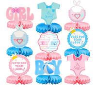 Maxqzin 9Pcs Baby Gender Reveal Honeycomb Table Centerpieces Gender Reveal Centerpieces for Table Gender Reveal Table Decorations Boy or Girl Reveal Decor for Baby Shower Pregnancy Announcements Decor