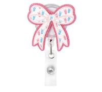 Maxqzin Funny Nursing Badge Reel, Cute Badge Reel Retractable Pink Bow Labor and Delivery Badge Reels for NICU L&D OBGYN Doctor Teacher Nurse Gifts