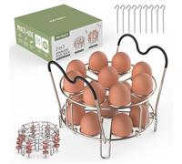 Maxracy Stackable Egg Steamer Rack Trivet 9 Holes with Heat Resistant Handles for Instant Pot Accessories Stainless Steel Egg Assit fits 6qt 8qt Pressure Cooker(9 Holes Handle Set)