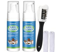 Maxricus 400ML Suede Cleaner Kit - Suede Foam Cleaning Kit with Brush & Cloth, Nubuck Crep Suede Protector Cleans and Restores for Shoes, Boots, Trainers, Jackets, Handbags, Bags (200ML*2Pcs)