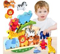 Maxricus Montessori Toys for 1 2 3 Year Old Boys Girls Gifts - Wooden Animal Toy for Toddlers,Stacking Blocks Toy,Colorful Animal Building Toys,Birthday Gifts for 1 2 3 Year Old Boys Girls Presen