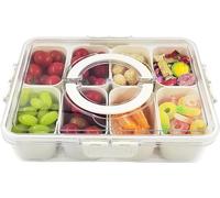 Maxricus Snack Box Trays with Compartments - 8 Removable Compartment Box for Parties, Snack Box for Plane Travel Party Cinema,Veggie Tray Fruit Tray Candy Organizer for Fridge (8 Compartments)