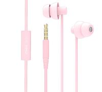 MAXROCK (TM) Total Soft Silicon Headphones with Mic Sleep Travel Choice for Cellphones Tablets and 3.5mm Jack (Light Pink)