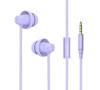 MAXROCK (TM) Total Soft Silicon Headphones with Mic Sleep Travel Choice for Cellphones Tablets and 3.5mm Jack ( Violet)