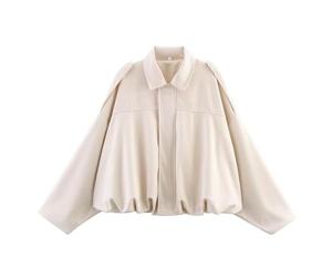 MAXRYEJVJ Women's Faux Suede Bomber Jacket Spring Lapel Pilot Coat Casual Oversized Long Sleeves Trendy Streetwear Outerwear,Beige-S
