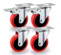 MaxSell 4x Castor Wheel Large 100mm - 600KG Heavy Duty Rubber Swivel Furniture Caster - Set of 4 Wheels Low Noise Castors for Furniture (Set of 4 (2 with Brakes & 2 without Brakes))