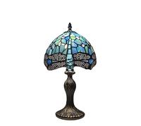 MaxSell 8 inches Tiffany Style Stained Glass Table Lamp - Handmade Vintage Bedside Light