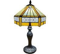 MaxSell Table Lamps Stunning Quality Antique Design Tiffany Table Lamps for Living Room Bedside Desk Bedroom Coffee Table - Yellow Hexagon Lampshade Handcrafted Stained Glass