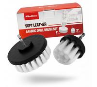 Maxshine 2" & 4" Universal 2-Piece Soft Leather Drill Brush Attachment Set - Professional Detailing for Leather, Fabric, Delicate Carpets & Convertible Tops - Gentle Cleaning Tool