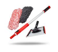 Maxshine 3 Piece Premium Microfiber Detailing IncrediStick - Lightweight, Rust-Proof, and Durable Cleaning Tool with Removable Brush Covers for Delicate & Tough Surfaces - Compact, Easy to Store