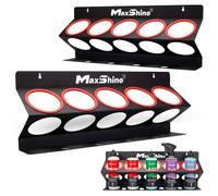 Maxshine Universal Detailing Spray Bottle Holder - Mobile Detailing & Car Garage Organizer, Holds 5 Sprayers (16/32oz) with 4 Small Holes, Lightweight Design, Easy Wall Mounting (Set 2)