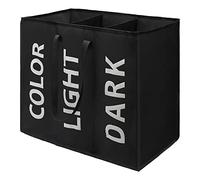 Maxsilan 120L Large Laundry Basket with 3 Compartments, Collapisable Laundry Bag, Foldable Laundry Hamper, Folding Washing Storage Bin, Black