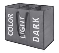 Maxsilan 120L Large Laundry Basket with 3 Compartments, Collapisable Laundry Bag, Foldable Laundry Hamper, Folding Washing Storage Bin, Dark Grey