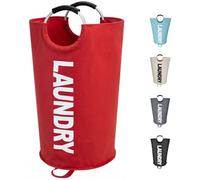 Maxsilan 125L X-Large Laundry Basket Bag, Collapsible Tall Hamper, Red | Freestanding tall laundry bag & foldable washing basket. Large capacity clothes storage bin with durable sturdy handles