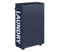 Maxsilan 25 Slim Rolling Laundry basket on Wheels 50L Collapsible Narrow Corner Laundry Hamper Foldable Storage Bins Dark Blue