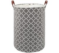 Maxsilan 60L Large Laundry Basket with Drawstring, Collapsible Laundry Hamper with Handle, Round Folding Washing Storage for Bedroom, Bathroom, College Dorm, Grey