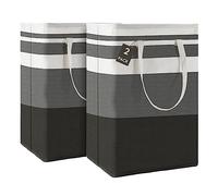 Maxsilan 80L 2-Pack Laundry Basket Bag, Collapsible Clothes Hamper, Grey