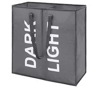 Maxsilan 80L Laundry Basket with 2 Sections, Collapsible Clothes Bag, Grey