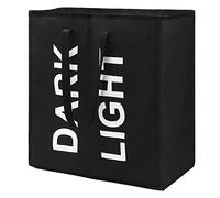 Maxsilan 80L Laundry Basket with 2 Sections, Large Clothes Bag, Black