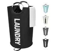 Maxsilan 90L Large Laundry Basket, Freestanding Tall Clothes Hamper, Collapsible Laundry Bag, Black