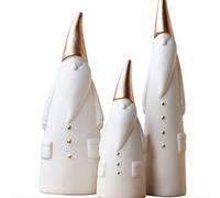 MaxSimple Ceramic Santa Claus Statue, Cute Statues, Father Christmas Figurines for Home Desk Shelf Decor/A Set of 3pcs (Father Christmas/A Set 3pcs) (Gold)