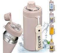 MAXSO Sealed Can Cooler Fizz Lid Can Cover for 12 oz Regular, Slim Skinny Cans & As Thermal Bottle, 4-in-1 Insulated Vacuum Stainless Steel Carbonated Cold Drink Holder - Oat