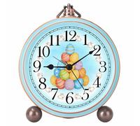Maxspace 5.2in Cute Easter Egg Alarm Clock, Silent Non-Ticking Blue Analog Clock & Battery Operated Table Clocks with HD Glass, Bunny Desk Clock Decor for Bedroom Living Room (Blue - Easter Egg)