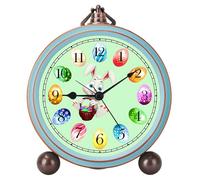 Maxspace 5.2in Cute Easter Egg Metal Table Clock, Quartz Movement Non-Ticking Small Alarm Clocks with Battery Operated, HD Glass Bunny Desk Clock for Bedroom Living Room (Easter)