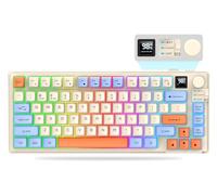 Maxspace Membrane Keyboard, 75% Wireless Gaming Keyboard with Display＆ Volume Knob, BT/2.4G/USB-C, RGB Gaming Keyboard with PBT Keycaps, 2000mAh Battery, Software Support for PC Laptop Windows (Blue)